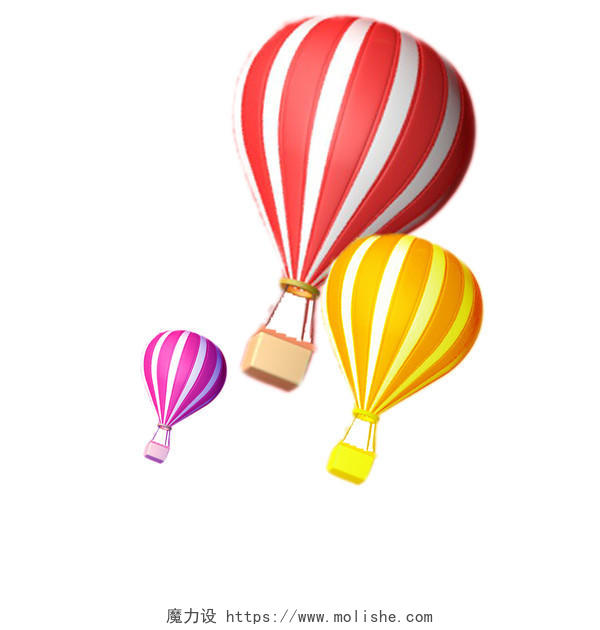 多彩色卡通热气球夏天夏季元素